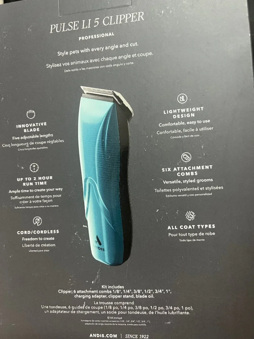 Andis 73515 Pulse Li 5 Cord/Cordless Grooming Clipper